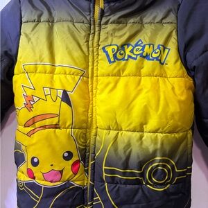 Pokemon Pikachu Yellow and Black Puffer Jacket 7/8